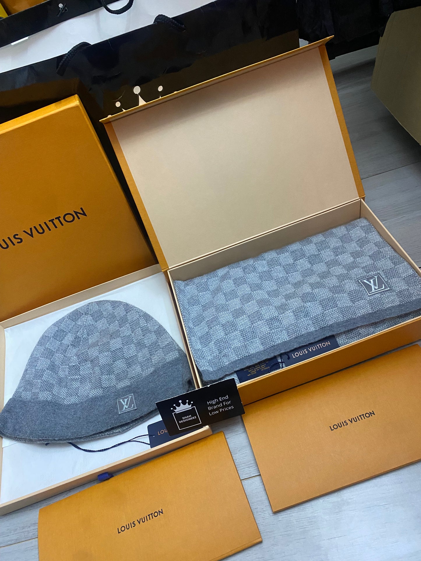 Louis Vuitton Scarf and Beanie Set